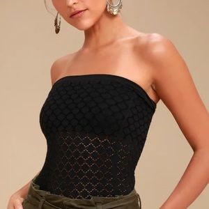 Burgundy Free People Honey Black Textured Tube Top